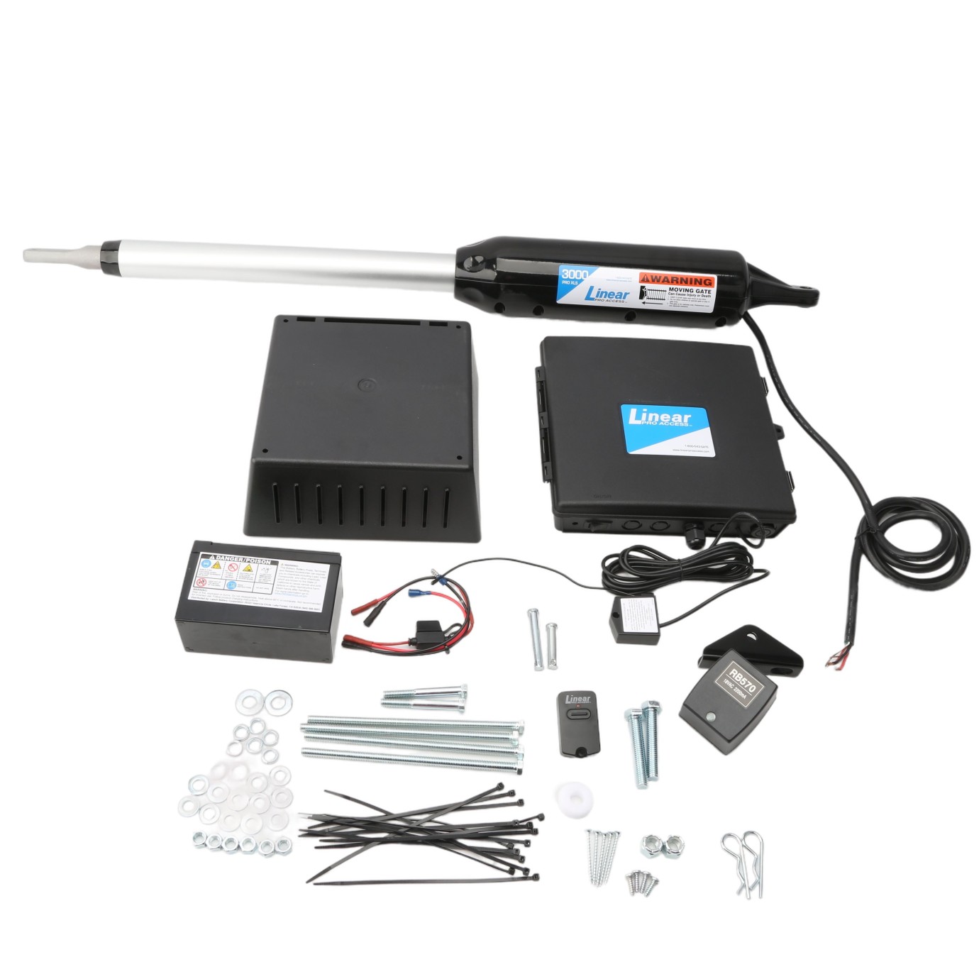GTO / Linear PRO Single Swing Gate Opener Kit, Includes Battery Backup