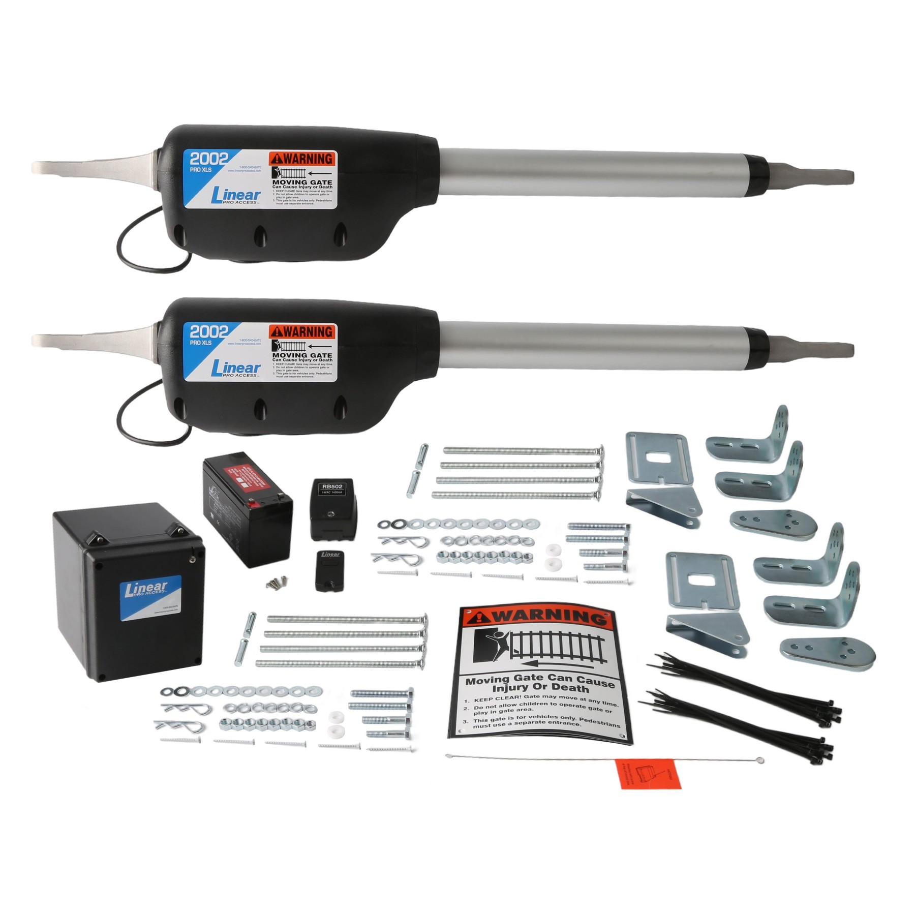 GTO / Linear PRO Dual Swing Gate Opener Kit, Includes Battery Backup