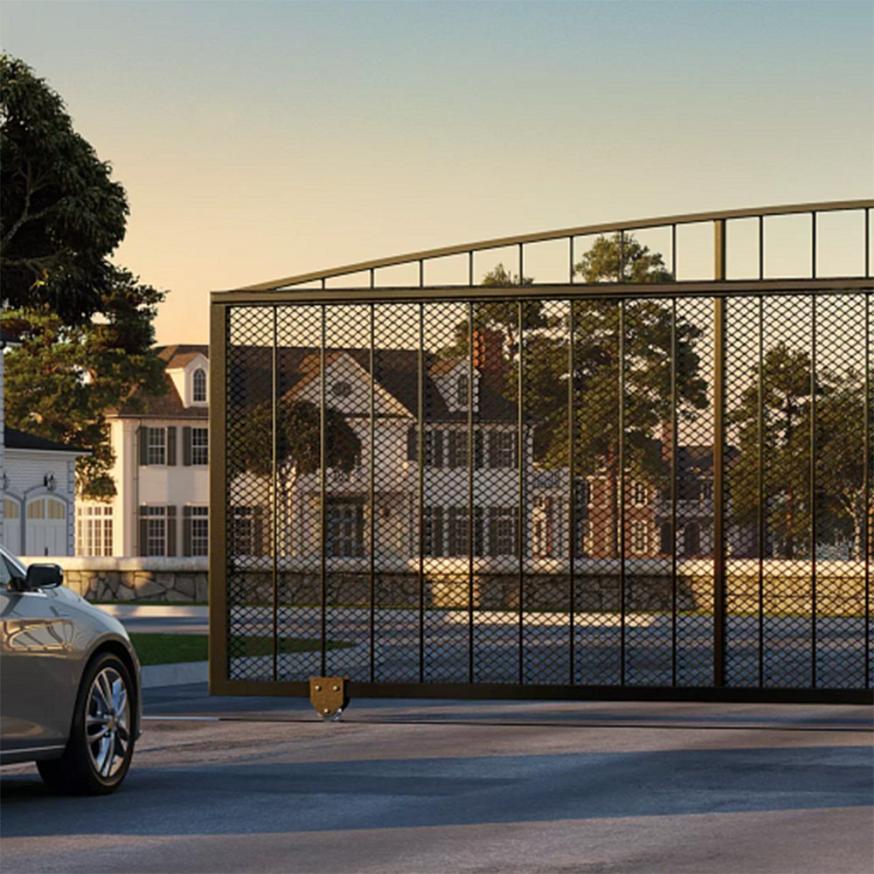 A car going up to a gate