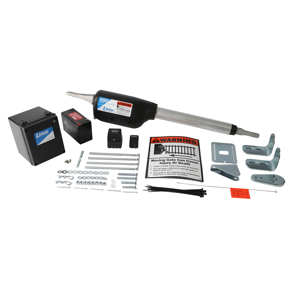 GTO / Linear PRO Swing Gate Opener Kit, Includes Battery Backup, Transmitter, Receiver, Battery Charger